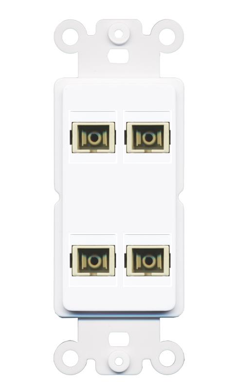 RiteAV 4 Port SC Fiber Optic Simplex Multimode Wall Plate - Rocker [White]