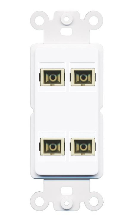 RiteAV 4 Port SC Fiber Optic Simplex Multimode Wall Plate - Rocker [White]