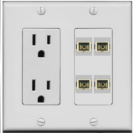 RiteAV 4 Port SC Fiber Optic Simplex Multimode Wall Plate - Outlet [Gray/Gray]