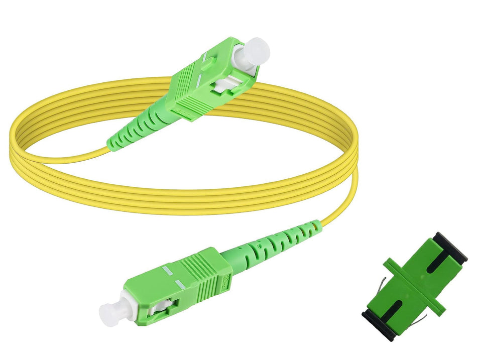 RiteAV 75M Singlemode Simplex Network OS2 Fiber Optic Patch Cord Cable with Coupler Adapter (9/125) - SC/APC to SC/APC