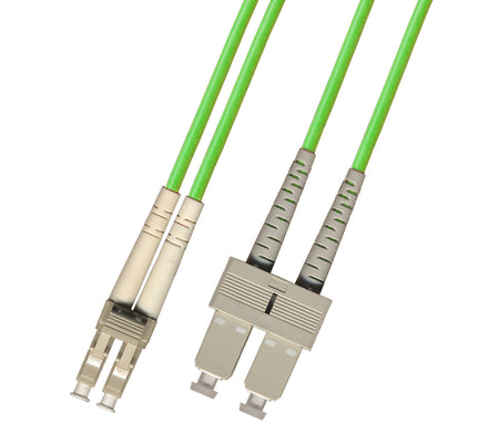 RiteAV 0.2 Meter (7IN) 100Gb OM5 Multimode Duplex Fiber Optic Cable (50/125) - LC to SC - Lime Green