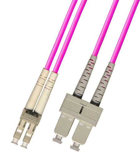 RiteAV 0.3 Meter (1FT) 40Gb OM4 Multimode Duplex Fiber Optic Cable (50/125) - LC to SC - Magenta