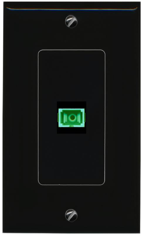 RiteAV 1 Port Fiber Optic Coupler Jack SC Simplex Singlemode APC Wall Plate-1 Gang White