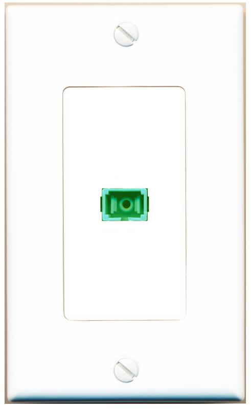 RiteAV 1 Port Fiber Optic Coupler Jack SC Simplex Singlemode APC Wall Plate-1 Gang White
