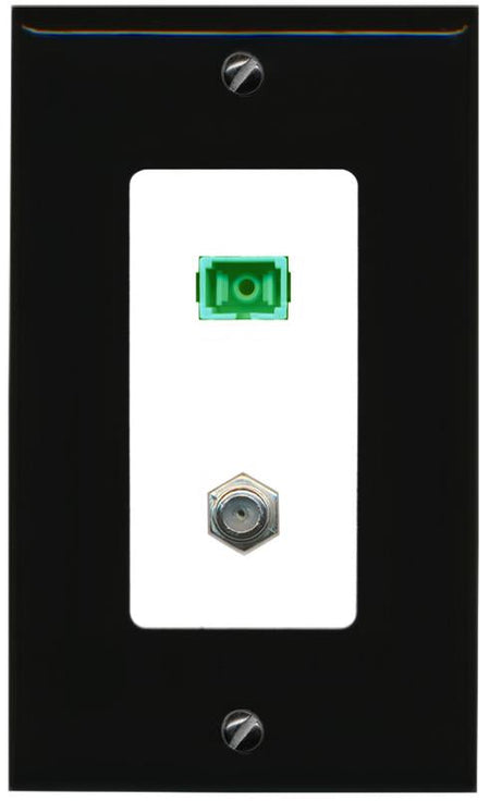 RiteAV 1 Port SC-APC Fiber Simplex Coax Cable TV Wall Plate - 1 Gang [Black/White]