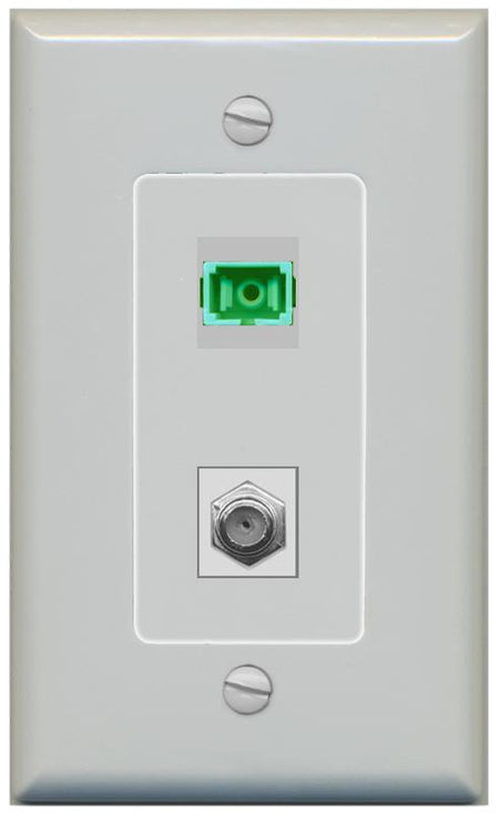 RiteAV 1 Port SC-APC Fiber Simplex Coax Cable TV Wall Plate - 1 Gang [Gray/Gray]