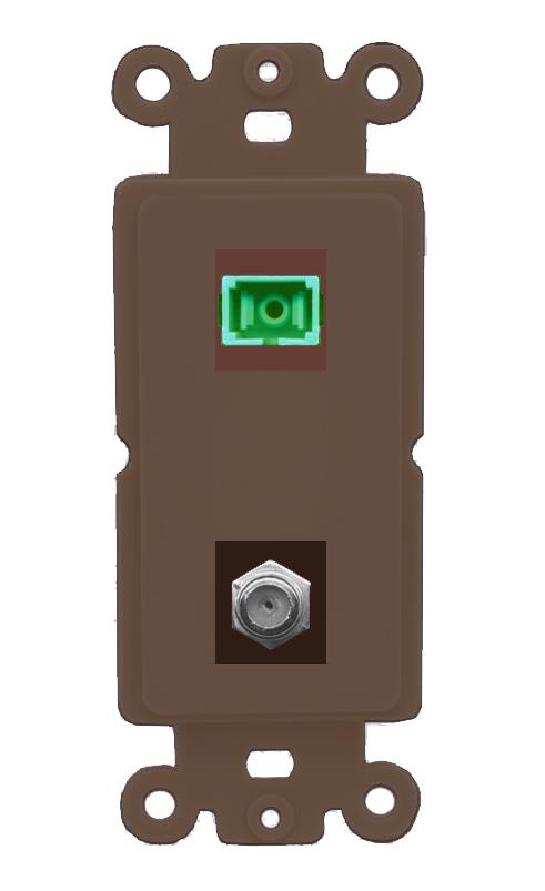 RiteAV 1 Port SC-APC Fiber Simplex Coax Cable TV Wall Plate - Rocker [Brown/Brown]