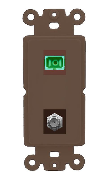 RiteAV 1 Port SC-APC Fiber Simplex Coax Cable TV Wall Plate - Rocker [Brown/Brown]