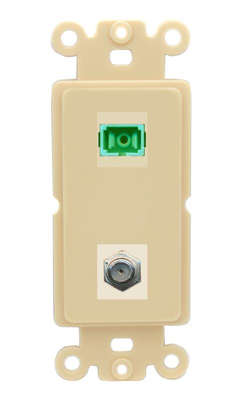 RiteAV 1 Port SC-APC Fiber Simplex Coax Cable TV Wall Plate - Rocker [Ivory/Ivory]