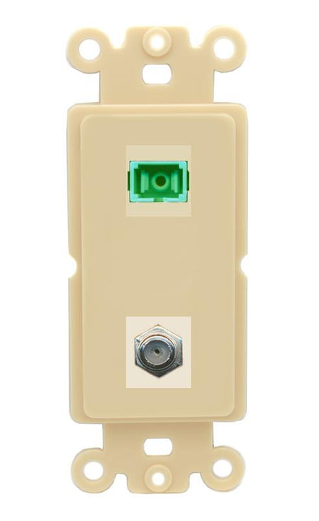 RiteAV 1 Port SC-APC Fiber Simplex Coax Cable TV Wall Plate - Rocker [Ivory/Ivory]