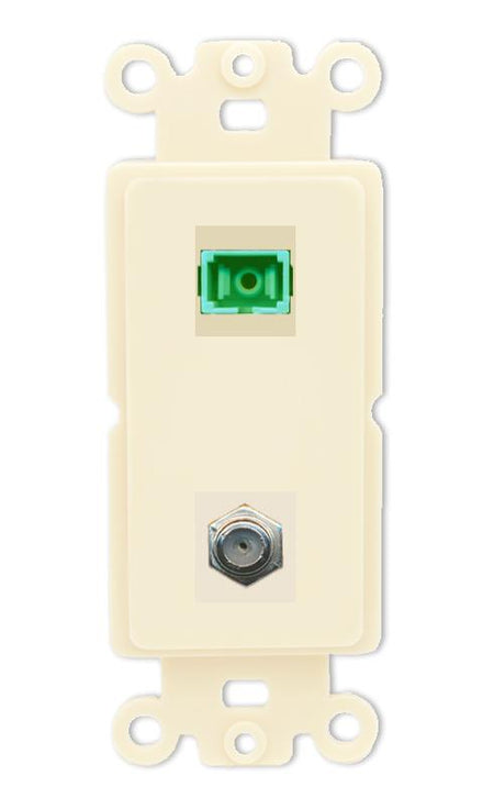 RiteAV 1 Port SC-APC Fiber Simplex Coax Cable TV Wall Plate - Rocker [Light-Almond]