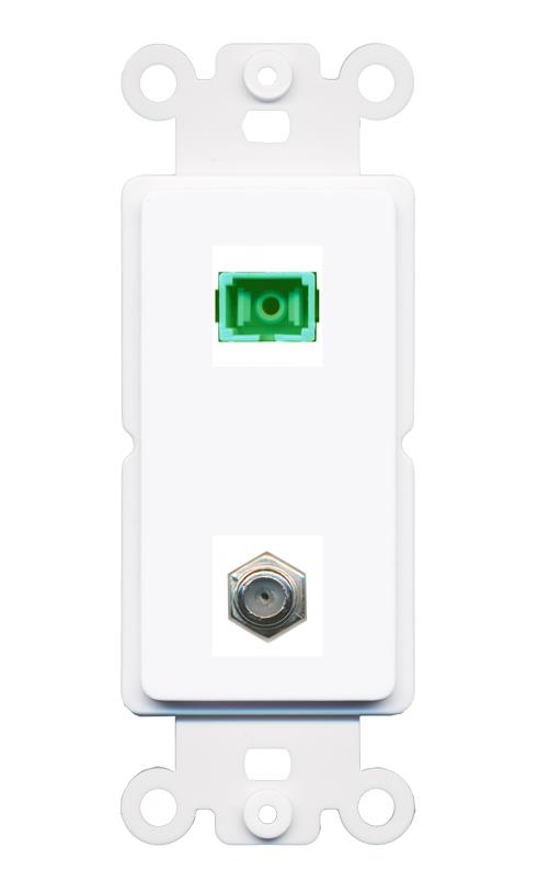 RiteAV 1 Port SC-APC Fiber Simplex Coax Cable TV Wall Plate - Rocker [White]