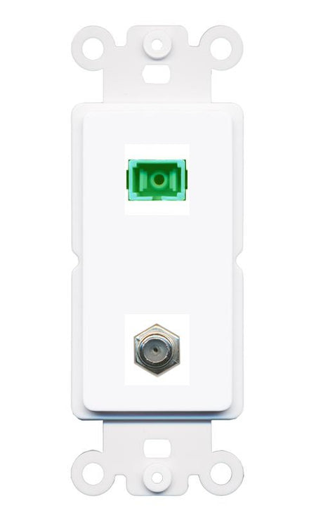 RiteAV 1 Port SC-APC Fiber Simplex Coax Cable TV Wall Plate - Rocker [White]