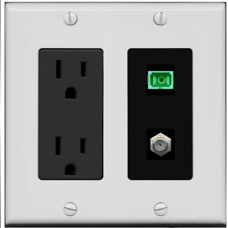 RiteAV 1 Port SC-APC Fiber Simplex Coax Cable TV Wall Plate - Outlet [Gray/Black]