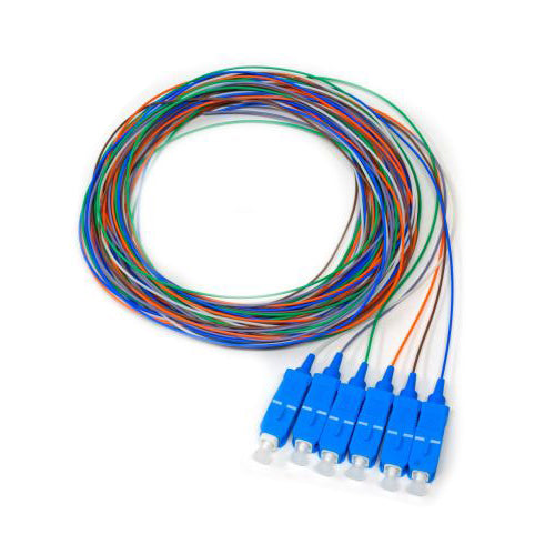 RiteAV 6 Strand Fiber Pigtail, 9/125 Singlemode (Blue Boot), SC/UPC, 3 meter