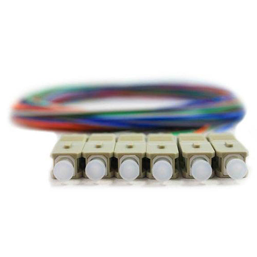 RiteAV 6 Strand Fiber Pigtail, OM1 - 62.5/125, Multmode Beige Boot SC/PC connectors, 3 meter