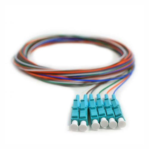 RiteAV 6 Strand Fiber Pigtail, 50/125 Multimode (Aqua Boot) OM4, LC/PC Connectors, 3 meter