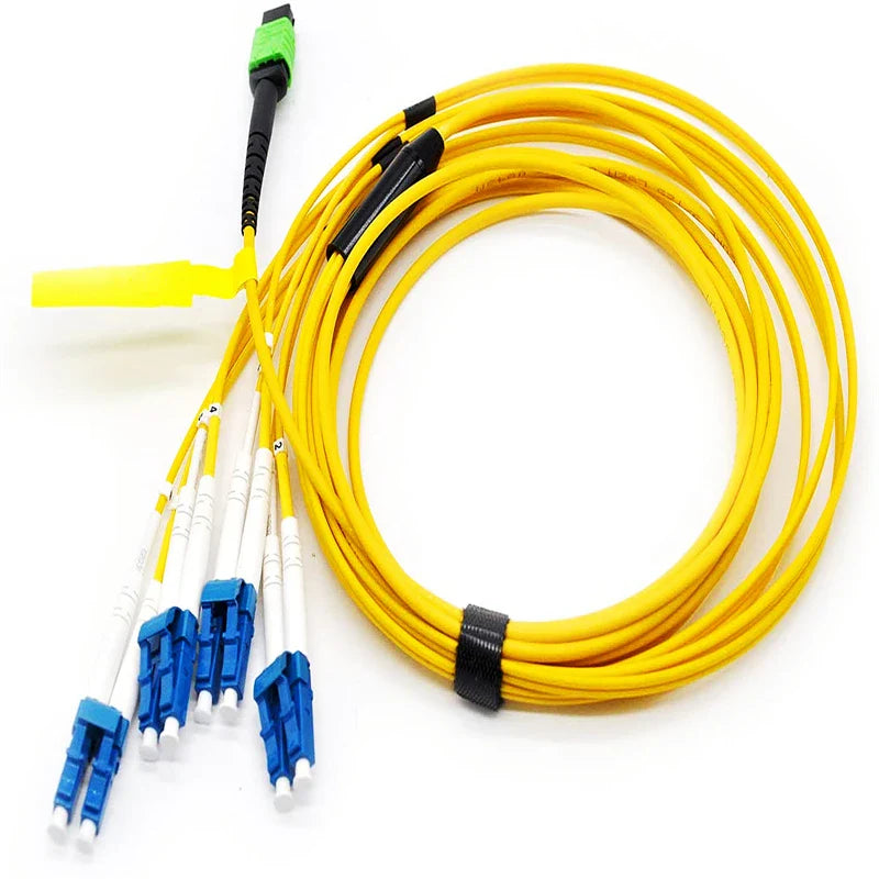 RiteAV - MTP/MPO (APC) to 8 x LC (4 Duplex) Singlemode Fiber Patch Cable  8 Strands Pololarity B(Key Up to Key Up) Breakout Cable