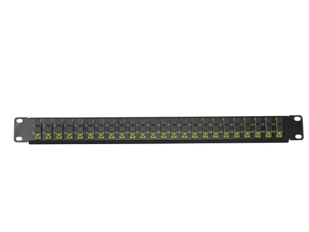 Ultra Spec Cables - 24 Port SC Duplex Fiber Patch Panel (Loaded 1u) 19" (24 Port SC Duplex Lime Green 100Gb OM5 Couplers MM)
