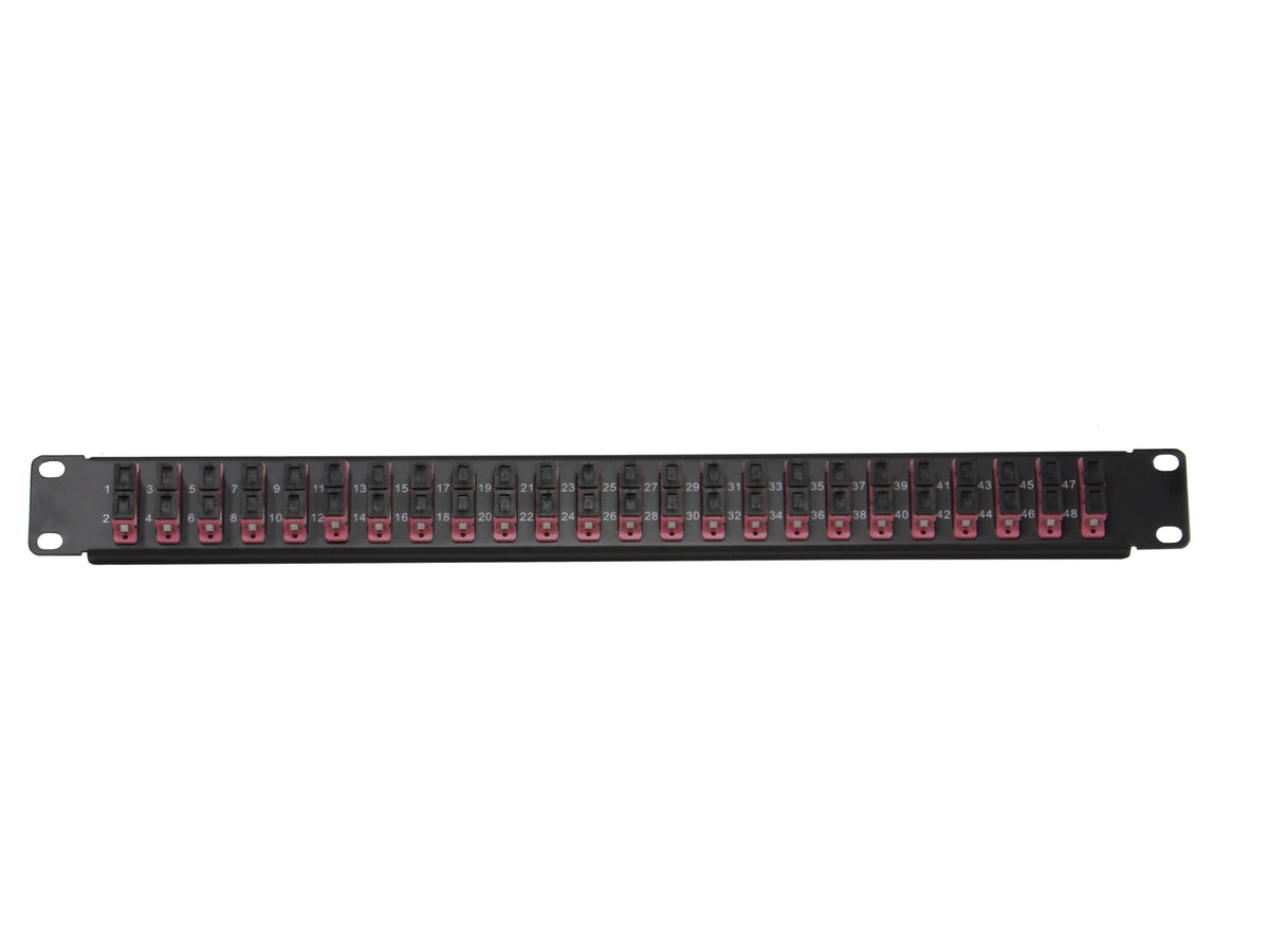 Ultra Spec Cables - 24 Port SC Duplex Fiber Patch Panel (Loaded 1u) 19" (24 Port SC Duplex Magenta 40Gb OM4 Couplers MM)