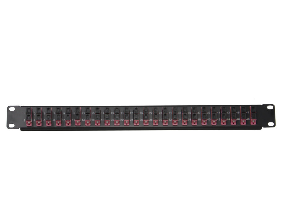 Ultra Spec Cables - 24 Port SC Duplex Fiber Patch Panel (Loaded 1u) 19" (24 Port SC Duplex Magenta 40Gb OM4 Couplers MM)