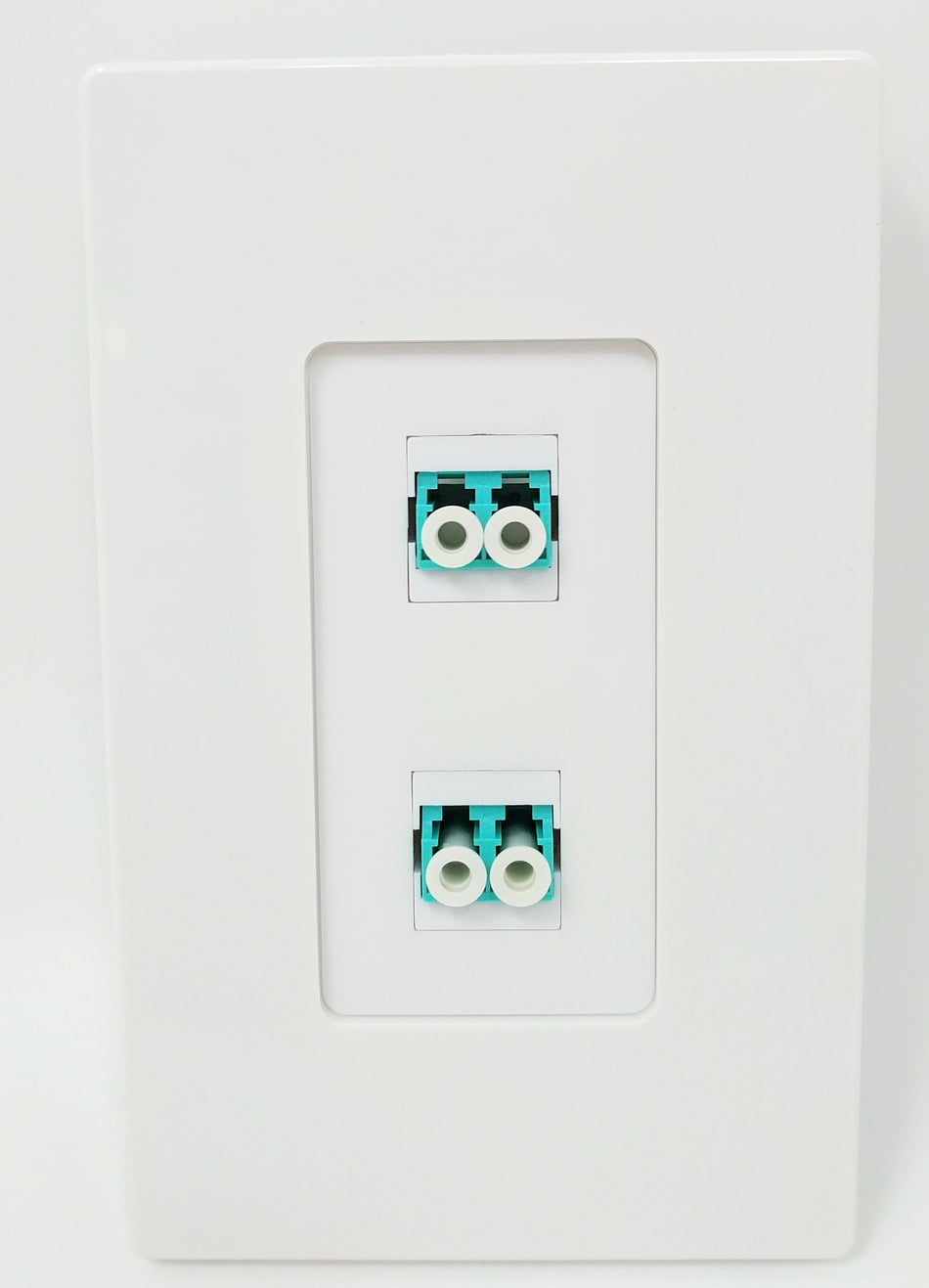 RiteAV - 2 Port LC Fiber 10GB Duplex Wall Plate - Screwless Decorative White