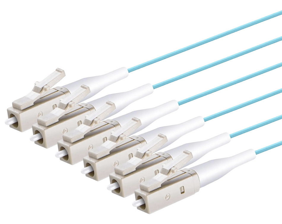 Splice-On Connector, LC, Beige, Multimode (OM3/OM4), 900 um, Aqua, 6 per Package