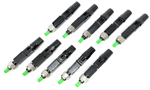 Field Installable FC-APC Singlemode 9/125 Connector for 0.9mm, 2.0mm, 3.0mm Cable (10 Pack)