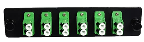 LGX Footprint LC Adapter Panel, 6 Ports, Loaded w/6 LC Duplex Singlemode APC Adapters, Black