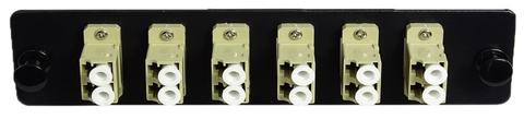LGX Footprint LC Adapter Panel, 6 Ports, Loaded w/6 LC Duplex Multimode Adapters, Black