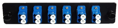 LGX Footprint LC Adapter Panel, 6 Ports, Loaded w/6 LC Duplex Singlemode Adapters, Black
